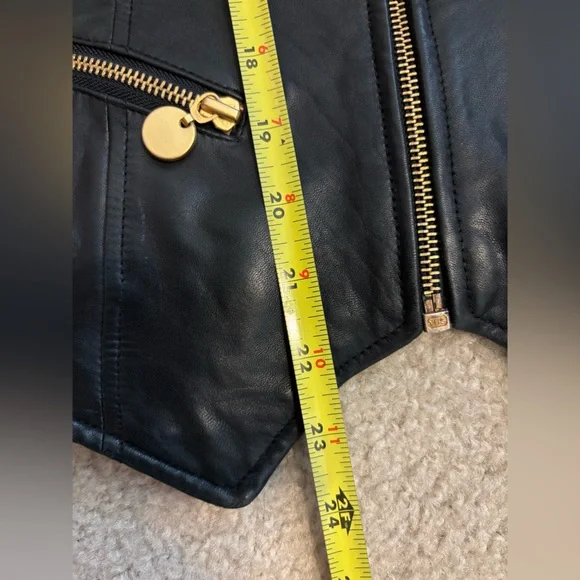Siena Studio Vintage Leather Gold Accent Full Zip Black Vest Women’s Size Small - Picture 7 of 13